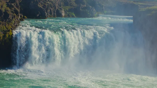 Gyönyörű élénk Panoráma kép-Izlandi vízesés az Izlandi goddafoss gullfoss skogafoss skogarfoss dettifoss seljalandsfoss kilátással — Stock Fotó