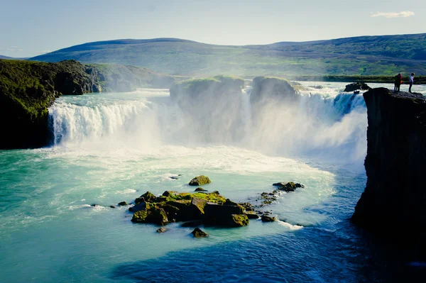 アイスランド アイスランド goddafoss グトルフォス スコウガ滝クヴォルスヴォールル dettifoss セリャラントスフォスの滝を望む美しい活気のあるパノラマ画像 — ストック写真