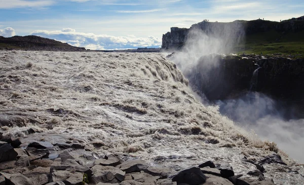 Obrázek krásné zářivé panorama s výhledem na islandský vodopád na Islandu goddafoss gullfoss skogafoss skogarfoss dettifoss seljalandsfoss — Stock fotografie