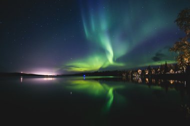 Büyük alacalı güzel resmini canlı Aurora Borealis, Aurora Polaris, Ayrıca biliyorum Kuzey ışıkları gece gökyüzünde olarak Norveç, Lofoten Adaları