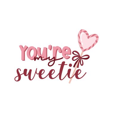 Beyaz arka planda izole edilmiş aşk hakkında romantik cümleler yazan Sevgililer Günü kartı. Vektör İllüstrasyonu - Vektör