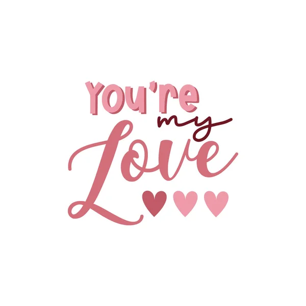 Valentijnskaart Met Romantische Zin Liefde Geïsoleerd Witte Achtergrond Vector Illustratie — Stockvector