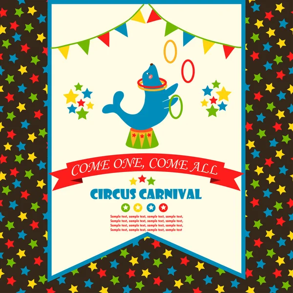 Diseño de tarjetas de fiesta Circus para niños — Vector de stock