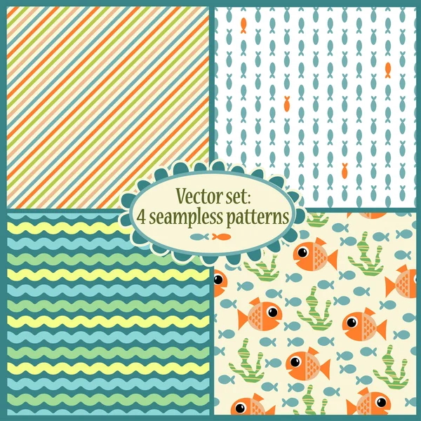 Pattern with sea illustrations — Stock Vector