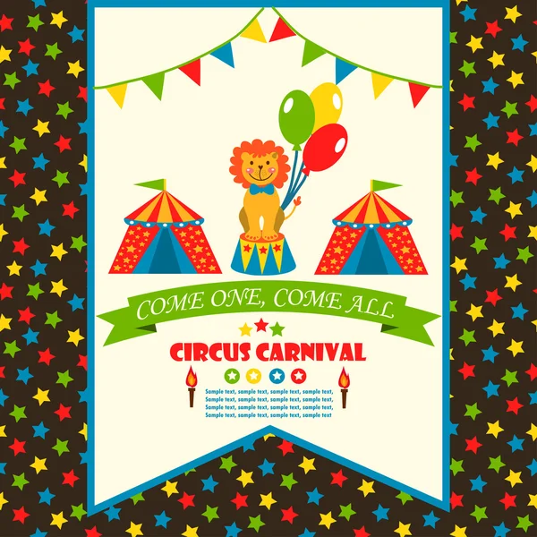 Diseño de tarjetas de fiesta Circus para niños — Vector de stock
