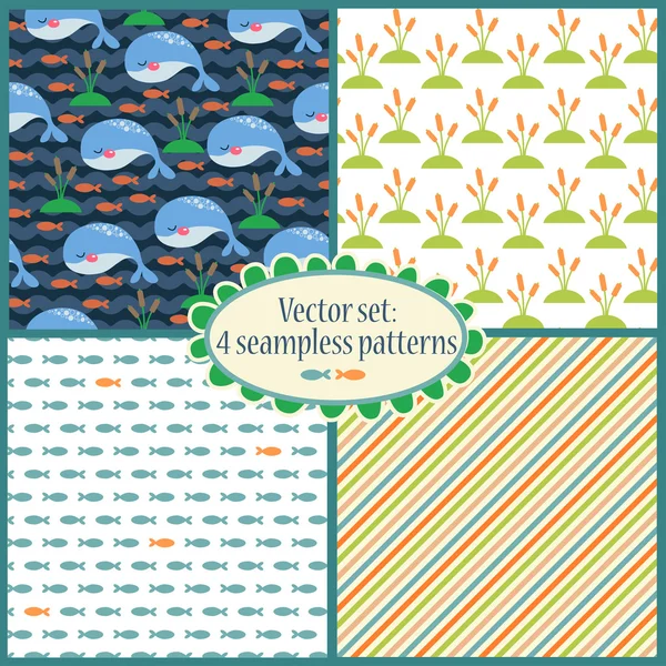 Patroon met zee illustraties — Stockvector