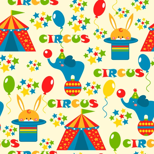 Pattern with cute circus animals — Stock Vector