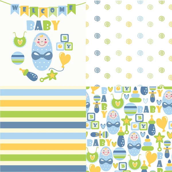 Set of cute kids pattern — Stock Vector