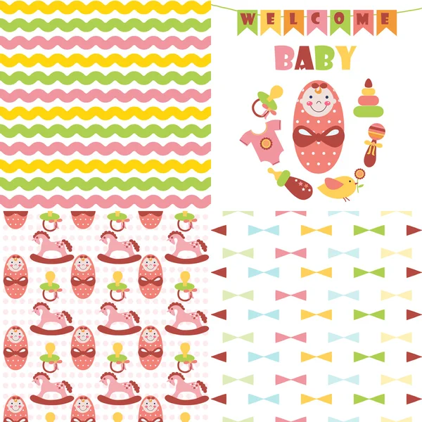 Set of cute kids pattern — Stock Vector