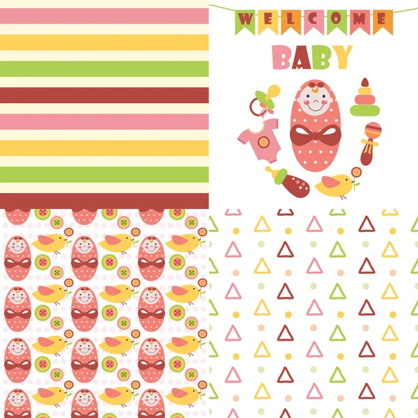Set of cute kids pattern — Stock Vector