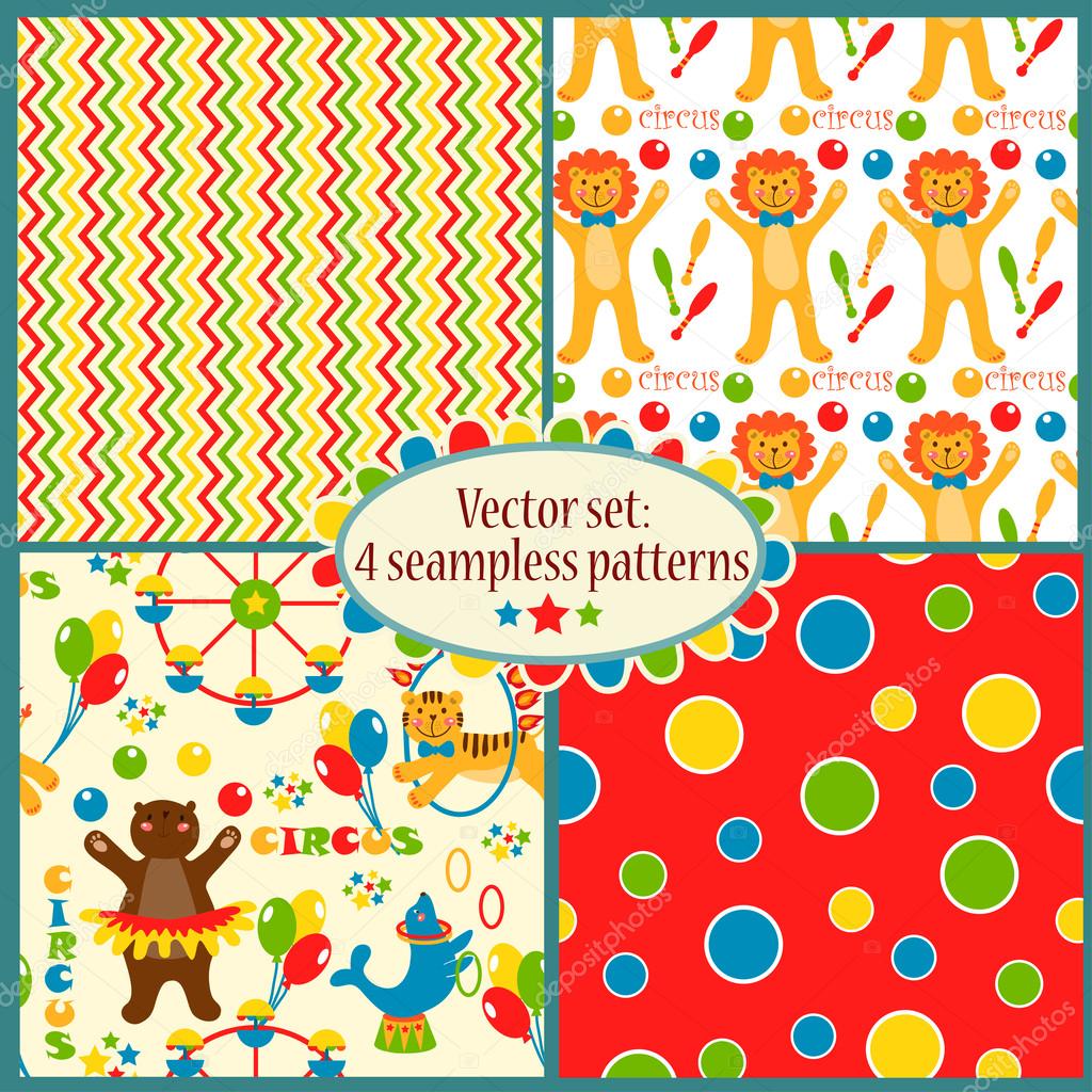 Patterns with cute circus illustrations Stock Illustration by ©Virina28 ...
