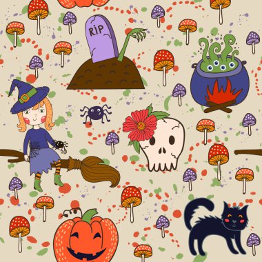 Gelin Cadılar Bayramı vektör Dikişsiz desen. Duvar kağıdı, desen dolgularını, web sayfası, arka plan için sonsuz doku-ebilmek var olmak kullanılmış