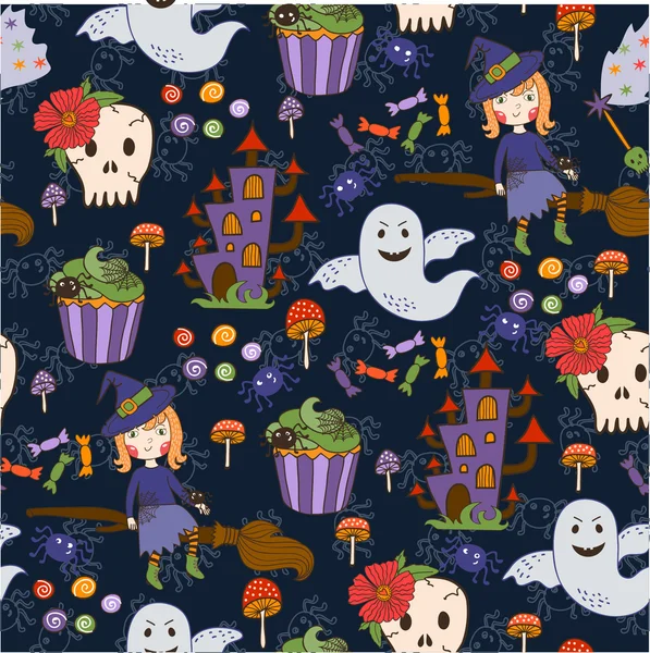 Mariée Halloween vecteur motifs sans couture. Texture sans fin peut être utilisé pour le papier peint, remplissage de motifs, page Web, fond — Image vectorielle