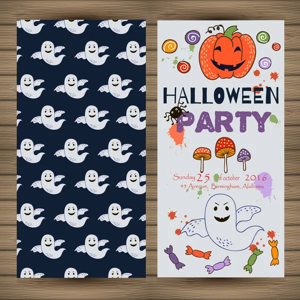 Postal brillante en Halloween en estilo de dibujos animados. vector — Vector de stock