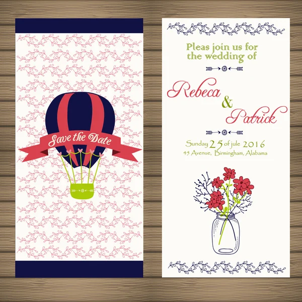 Invitación de boda en estilo vintage. adorno retro brillante es perfecto para el diseño original de tarjetas de boda, invitación a una fiesta o una tarjeta de felicitación. vector — Vector de stock