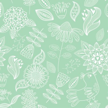 çiçekler ve kuşlar ile doku