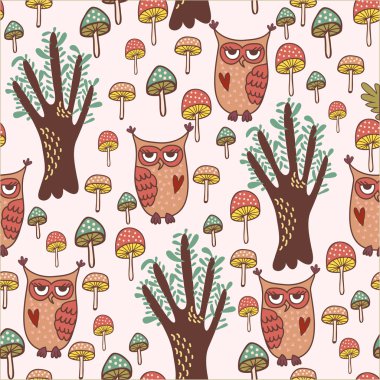 Orman baykuşlar desenle