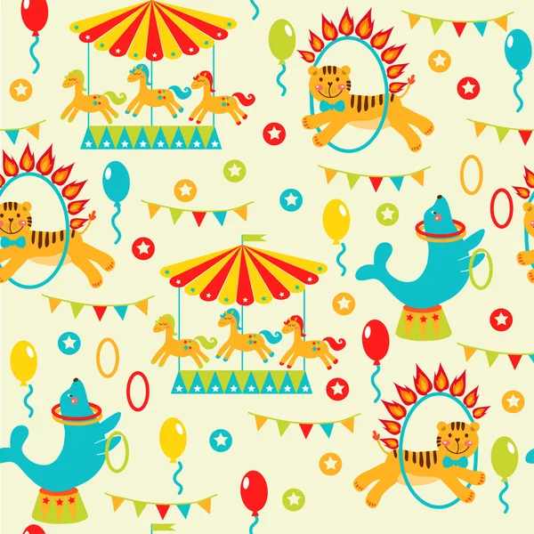 Pattern with  circus animals — Stock Vector