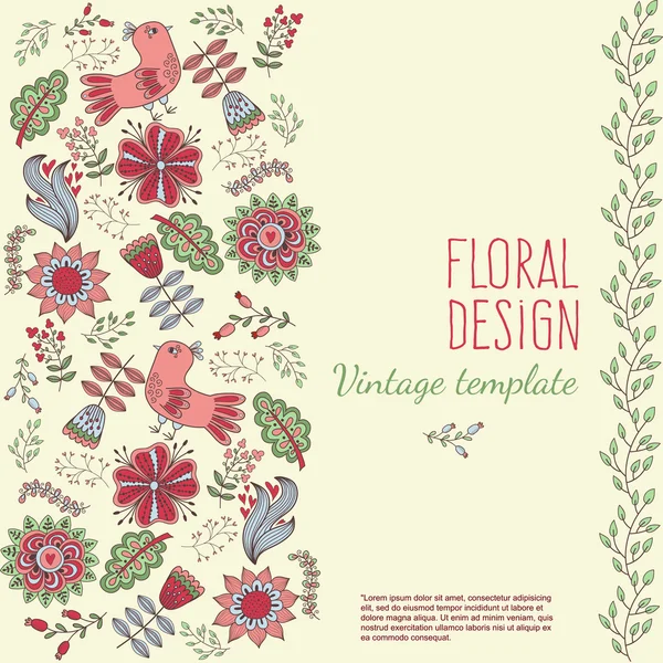 Invitación en estilo floral — Vector de stock