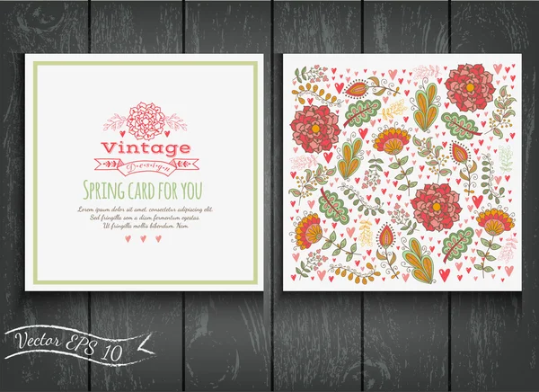 Carte florale dans un style vintage — Image vectorielle