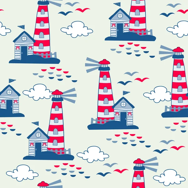 Seamless pattern with lighthouses — Stock Vector