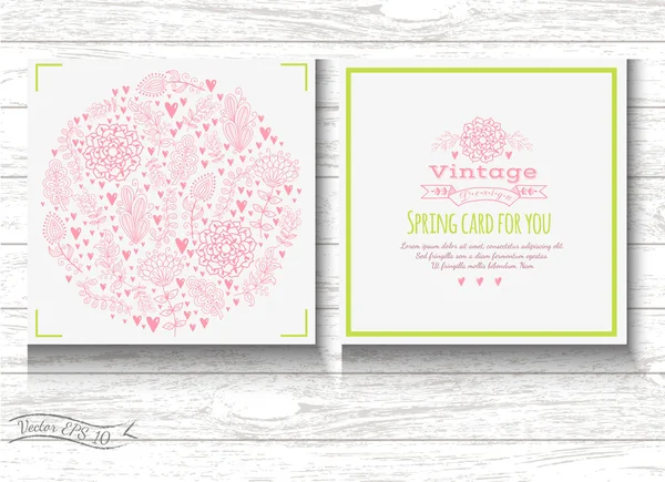 ビンテージ スタイルの花カード — ストックベクタ