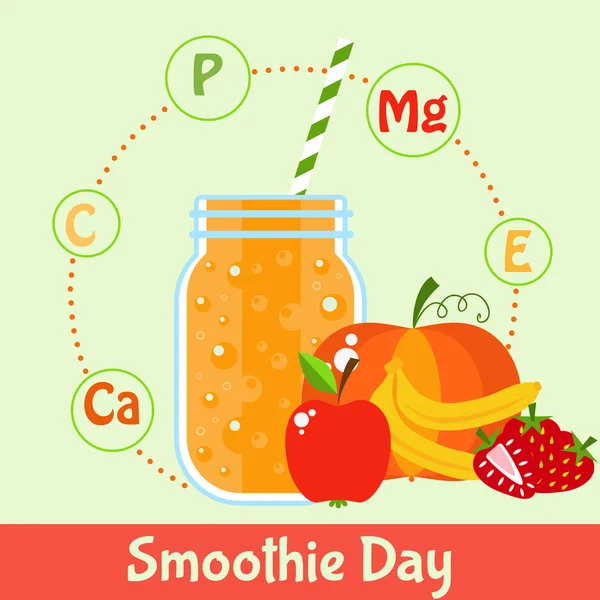 Smoothie cocktail with fruits — Stock Vector