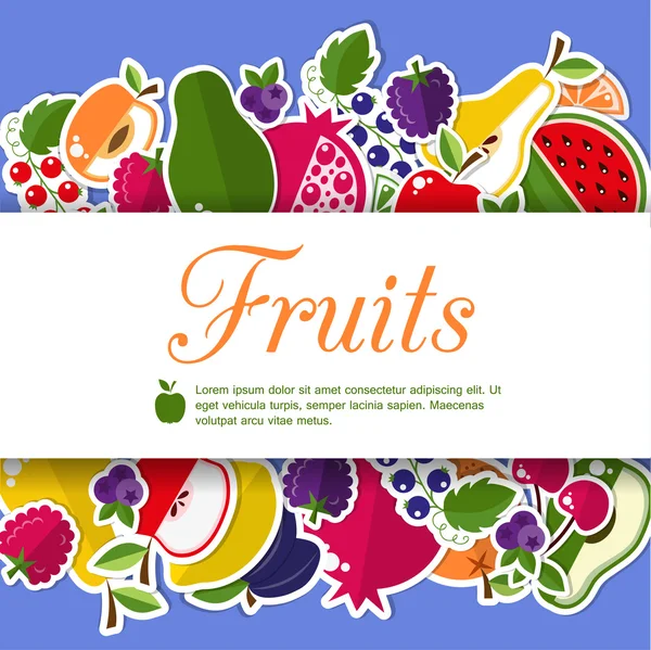 Bright fruit set in flat style — Stock Vector