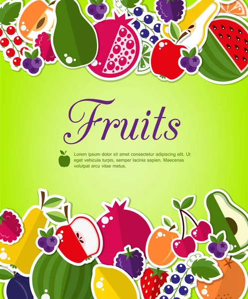 Bright fruit set in flat style — Stock Vector