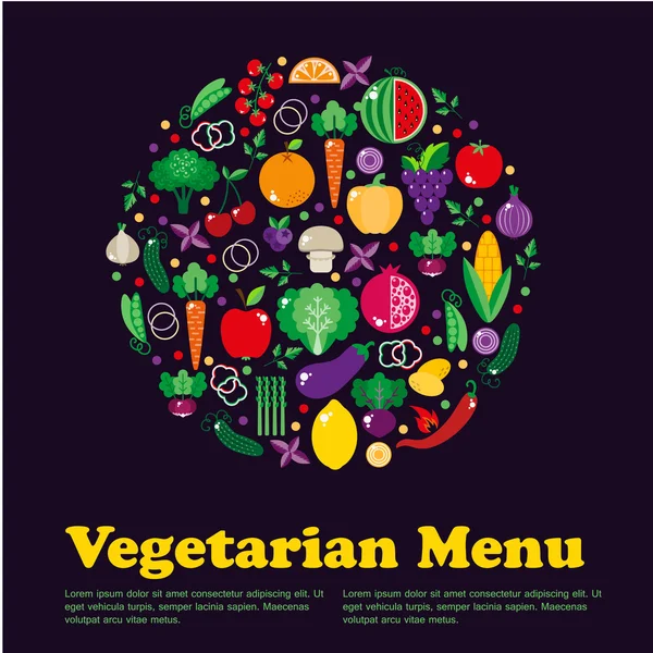 Vegetáriánus ételek, étterem — Stock Vector