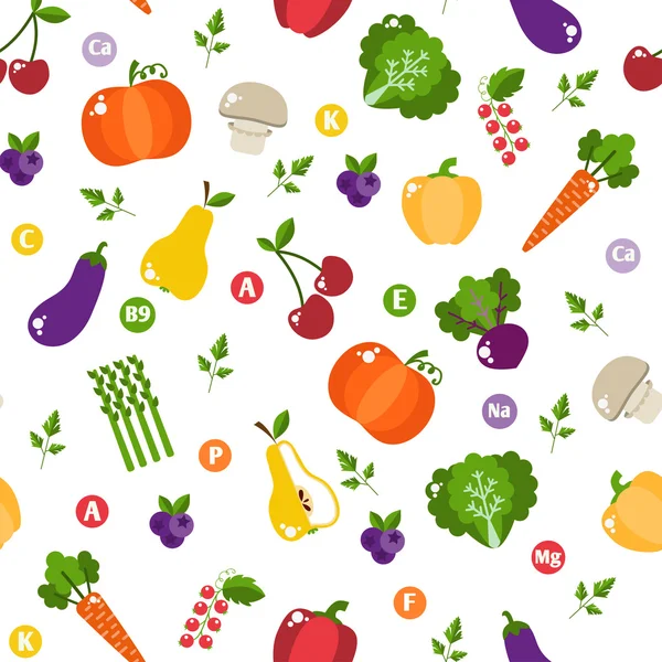 Шаблон с овощами и фруктами . — стоковый вектор
