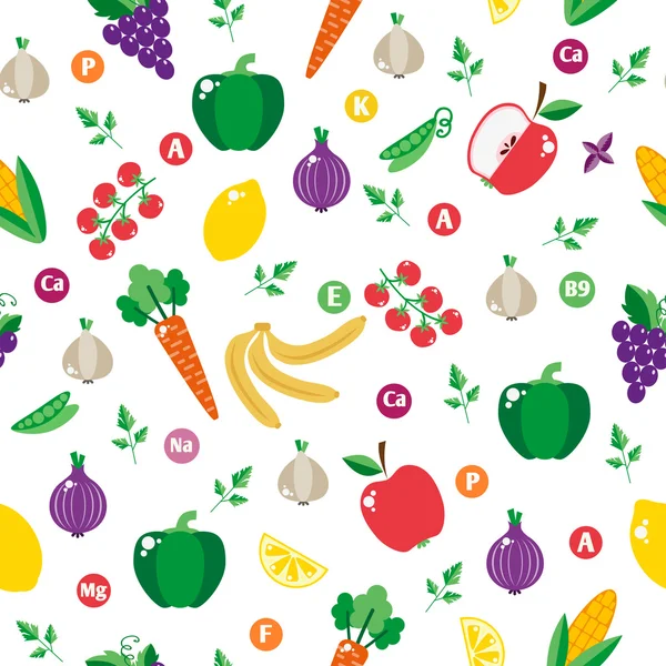 Vzor se zeleninou a ovocem — Stockový vektor