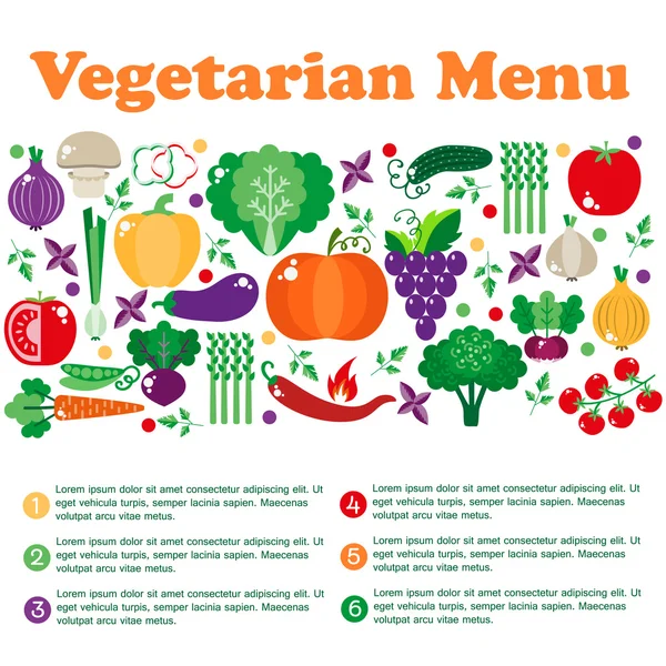 Menús vegetarianos de restaurantes — Archivo Imágenes Vectoriales