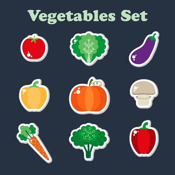 Набор наклеек для овощей — стоковый вектор