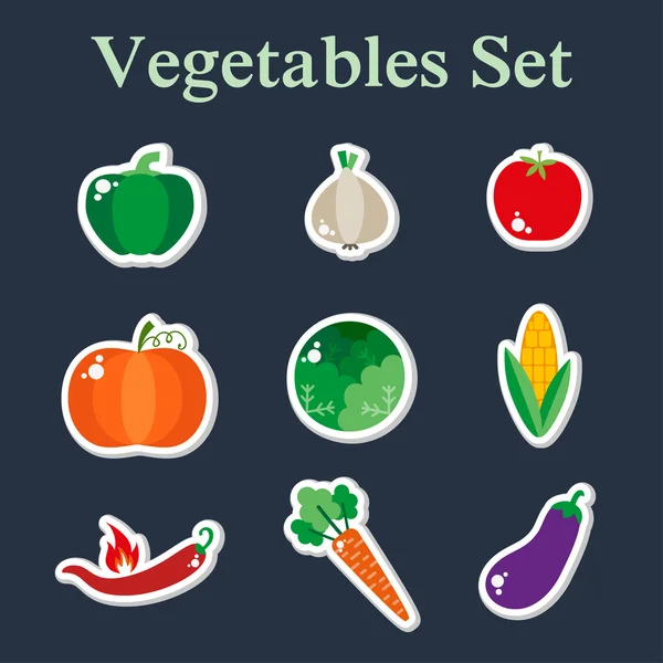 Jeu d'autocollants de légumes — Image vectorielle