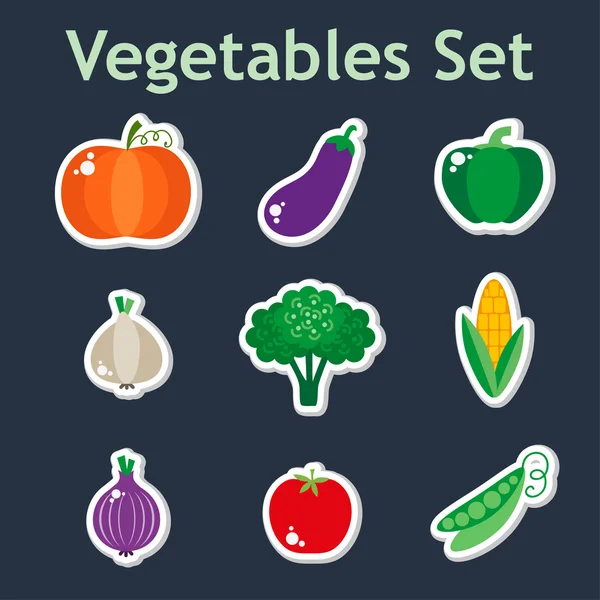 Set of vegetable stickers — Stock Vector