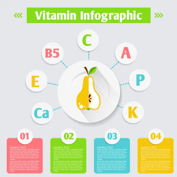Vitamins and minerals in pear. — Stock Vector