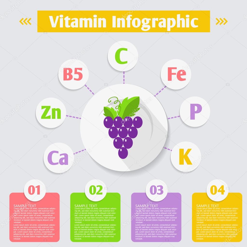Vitamins and minerals in grapes. Stock Vector by ©Virina28 73865493