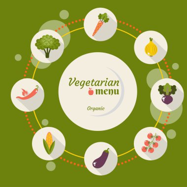 Set of vegetables icons into flat style