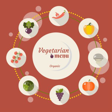 Set of vegetables icons into flat style