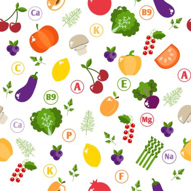 set of vegetables and fruits in flat style