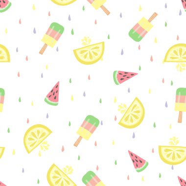 pattern with lemon, ice cream and watermelon