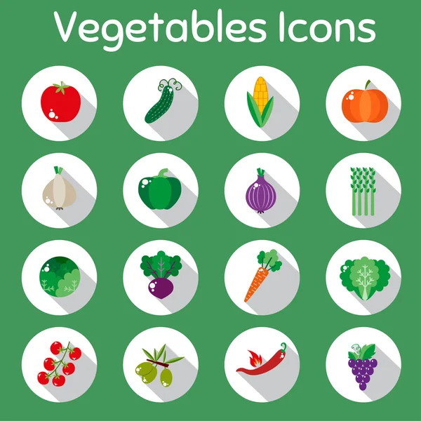 Conjunto de iconos vegetales en estilo plano — Vector de stock