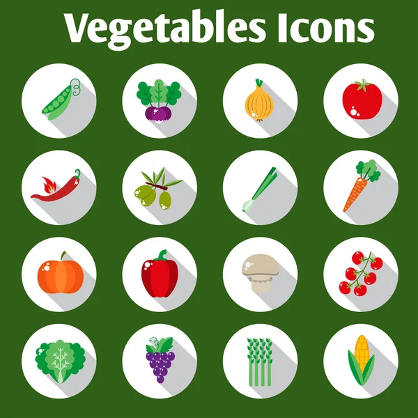 Set of vegetable icons into flat style — 스톡 벡터