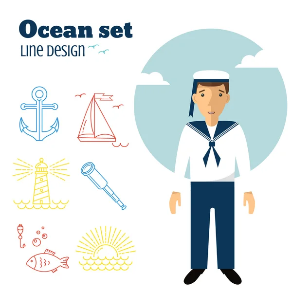 Sea Liner Set of icons — ストックベクタ