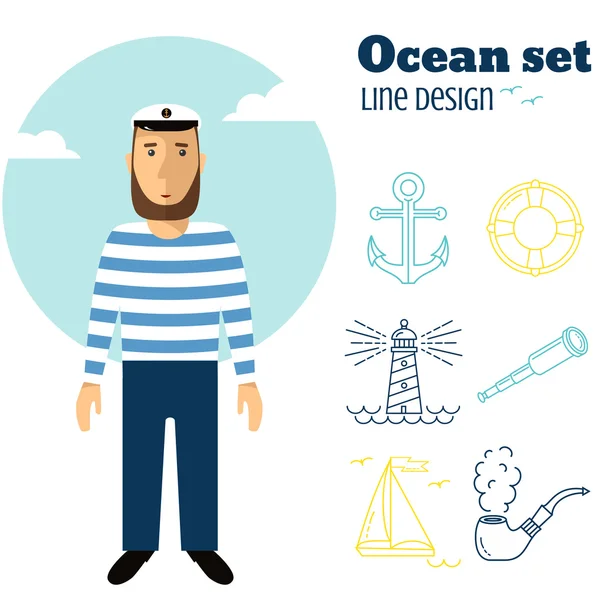 Sea Liner Set of icons — Stock vektor