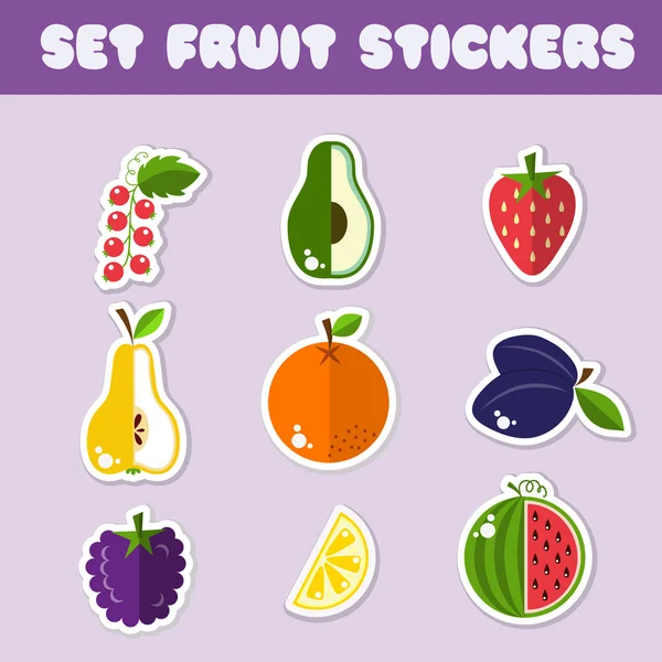 Set of vegetable stickers into flat style — Stock Vector
