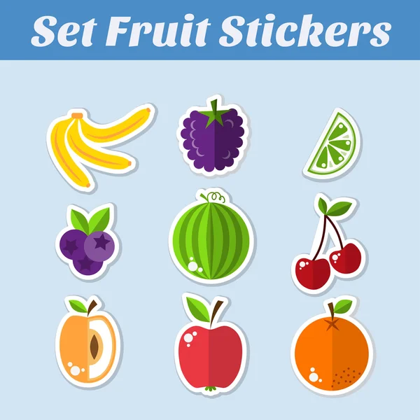 Set of vegetable stickers into flat style — Stock Vector