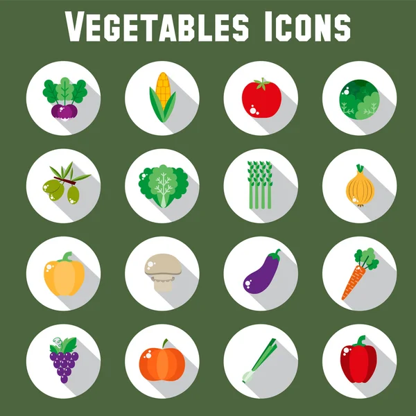 Set of vegetable icons into flat style — Stock Vector