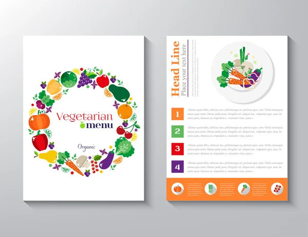 Flyer design of vegetarian menu — Stok Vektör